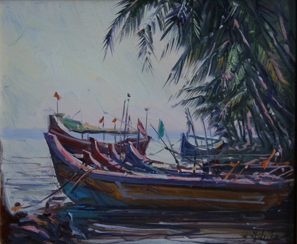 Fishing Boats moored, Malabar Coast