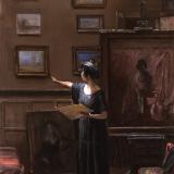 Hae Suh in the Studio; oil on canvas; 40\"x30\"