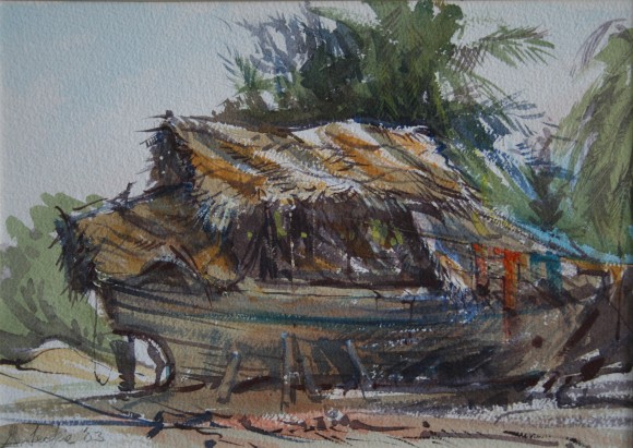 Boat with Palm Mats, Tellicherry, India
