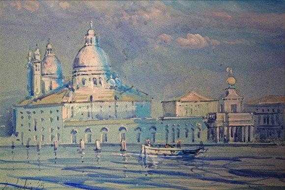 S.Maria della Salute from S.Giorgio Maggiore; w:c; 25x35cm